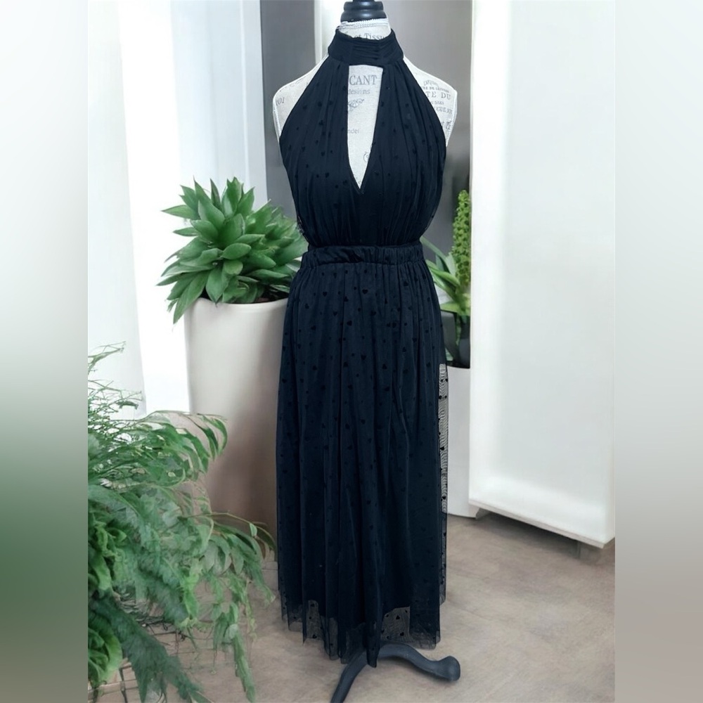 Anthropologie Black Backless 2 piece Halter Top with Skirt.
